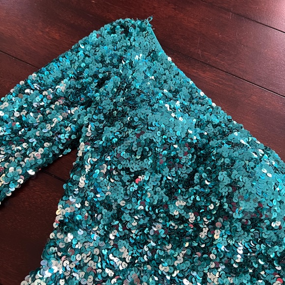 SHERRI HILL /ombré, one shoulder, sparkly dress/ size 00 (fits like 2) - Picture 2 of 6